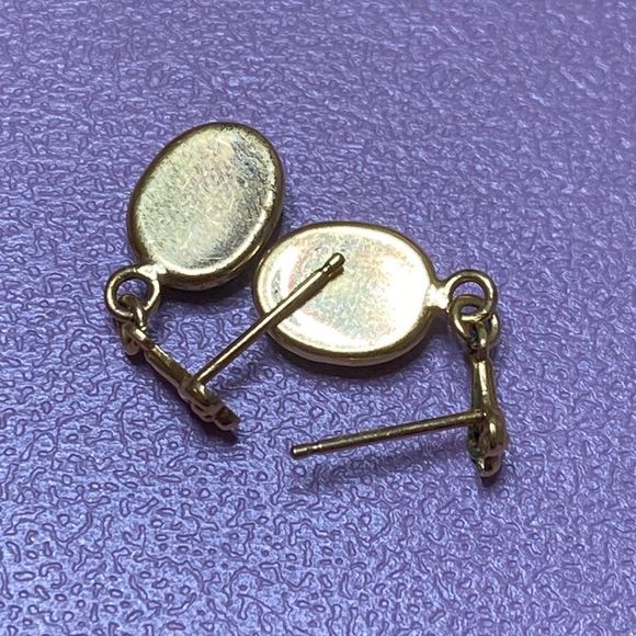 💛 Vintage 14k Yellow Gold Jade Drop Earrings - Picture 4 of 6